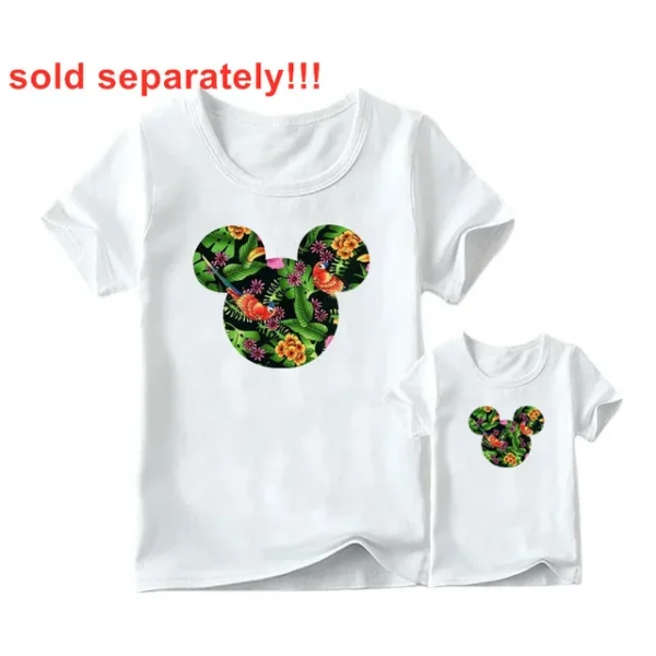 Leopard Print Family Matching Clothes Mommy and Me Clothes White T-shirt Mother and Daughter Clothes Family Look Top