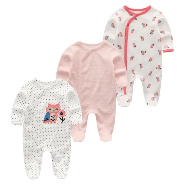 3Pieces Cotton Baby Girl Clothes Sets Cartoon New Born Baby Boy Clothes Autumn Long Sleeve Footie Jumpsuits Zipper Spring Bebes