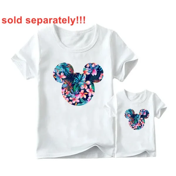 Leopard Print Family Matching Clothes Mommy and Me Clothes White T-shirt Mother and Daughter Clothes Family Look Top