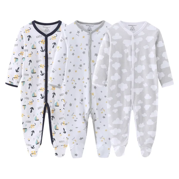 3Pieces Cotton Baby Girl Clothes Sets Cartoon New Born Baby Boy Clothes Autumn Long Sleeve Footie Jumpsuits Zipper Spring Bebes