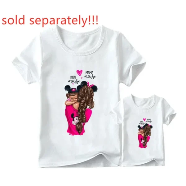 Leopard Print Family Matching Clothes Mommy and Me Clothes White T-shirt Mother and Daughter Clothes Family Look Top