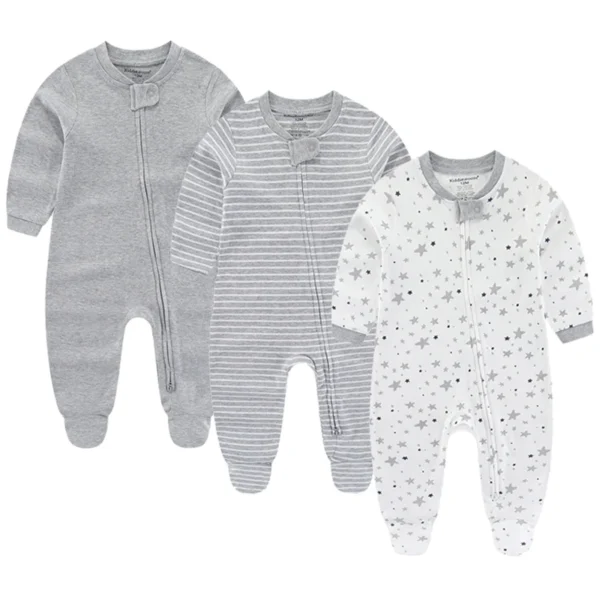 3Pieces Cotton Baby Girl Clothes Sets Cartoon New Born Baby Boy Clothes Autumn Long Sleeve Footie Jumpsuits Zipper Spring Bebes