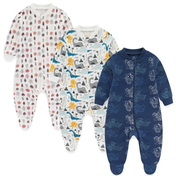 3Pieces Cotton Baby Girl Clothes Sets Cartoon New Born Baby Boy Clothes Autumn Long Sleeve Footie Jumpsuits Zipper Spring Bebes