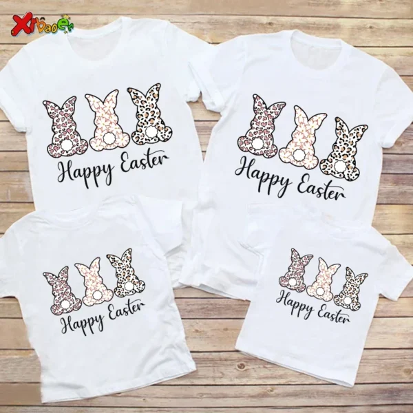 Family T Shirt Happy Easter Boy Girl T-Shirt Family Party Matching Clothes Outfit 2025 Kids Baby Clothes New Born Boy Girl Shirt