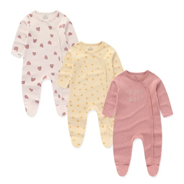 3Pieces Cotton Baby Girl Clothes Sets Cartoon New Born Baby Boy Clothes Autumn Long Sleeve Footie Jumpsuits Zipper Spring Bebes