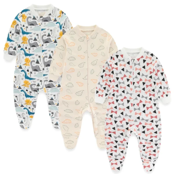 3Pieces Cotton Baby Girl Clothes Sets Cartoon New Born Baby Boy Clothes Autumn Long Sleeve Footie Jumpsuits Zipper Spring Bebes