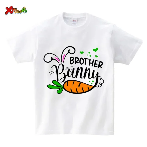 Family T Shirt Happy Easter Boy Girl T-Shirt Family Party Matching Clothes Outfit 2025 Kids Baby Clothes New Born Boy Girl Shirt