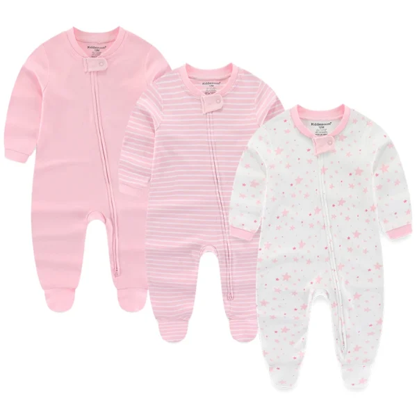 3Pieces Cotton Baby Girl Clothes Sets Cartoon New Born Baby Boy Clothes Autumn Long Sleeve Footie Jumpsuits Zipper Spring Bebes