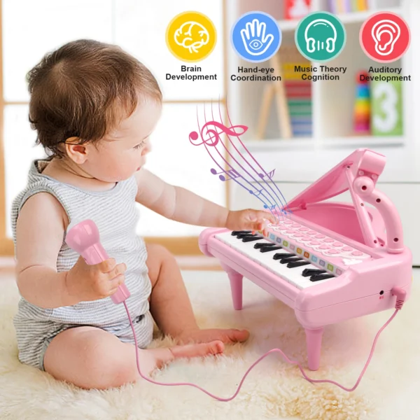 Kids Electronic Keyboard Piano Toys Kids Musical Instrument with Microphone Mini Piano Toys Educational Toys for Kids Gifts