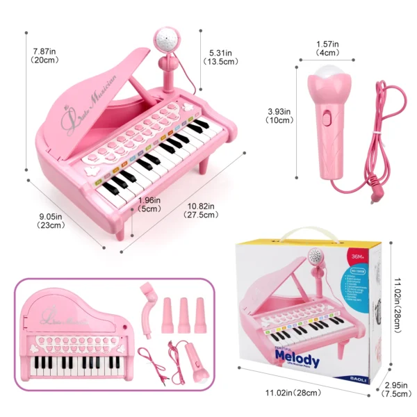 Kids Electronic Keyboard Piano Toys Kids Musical Instrument with Microphone Mini Piano Toys Educational Toys for Kids Gifts