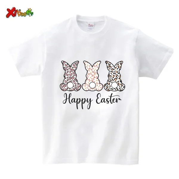 Family T Shirt Happy Easter Boy Girl T-Shirt Family Party Matching Clothes Outfit 2025 Kids Baby Clothes New Born Boy Girl Shirt
