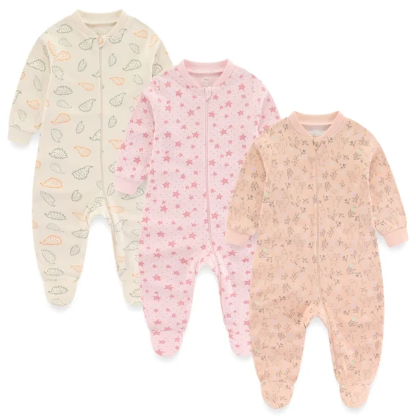 3Pieces Cotton Baby Girl Clothes Sets Cartoon New Born Baby Boy Clothes Autumn Long Sleeve Footie Jumpsuits Zipper Spring Bebes