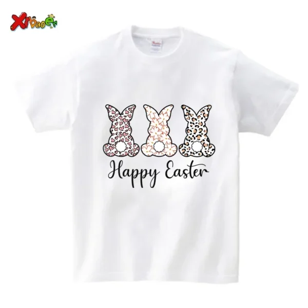 Family T Shirt Happy Easter Boy Girl T-Shirt Family Party Matching Clothes Outfit 2025 Kids Baby Clothes New Born Boy Girl Shirt