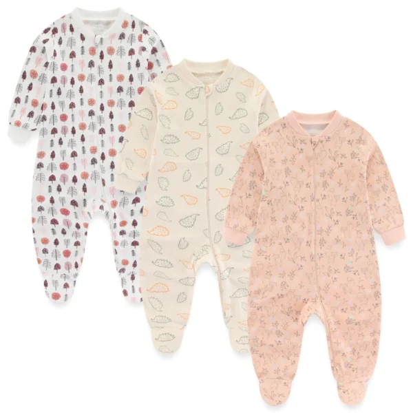 3Pieces Cotton Baby Girl Clothes Sets Cartoon New Born Baby Boy Clothes Autumn Long Sleeve Footie Jumpsuits Zipper Spring Bebes